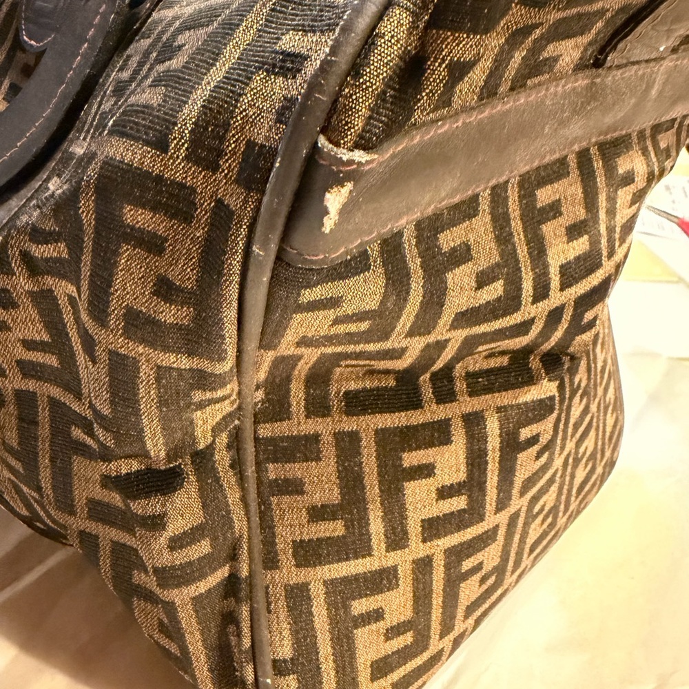 Fendi Brown FF Logo Canvas Duffel Bag - Picture 7 of 16